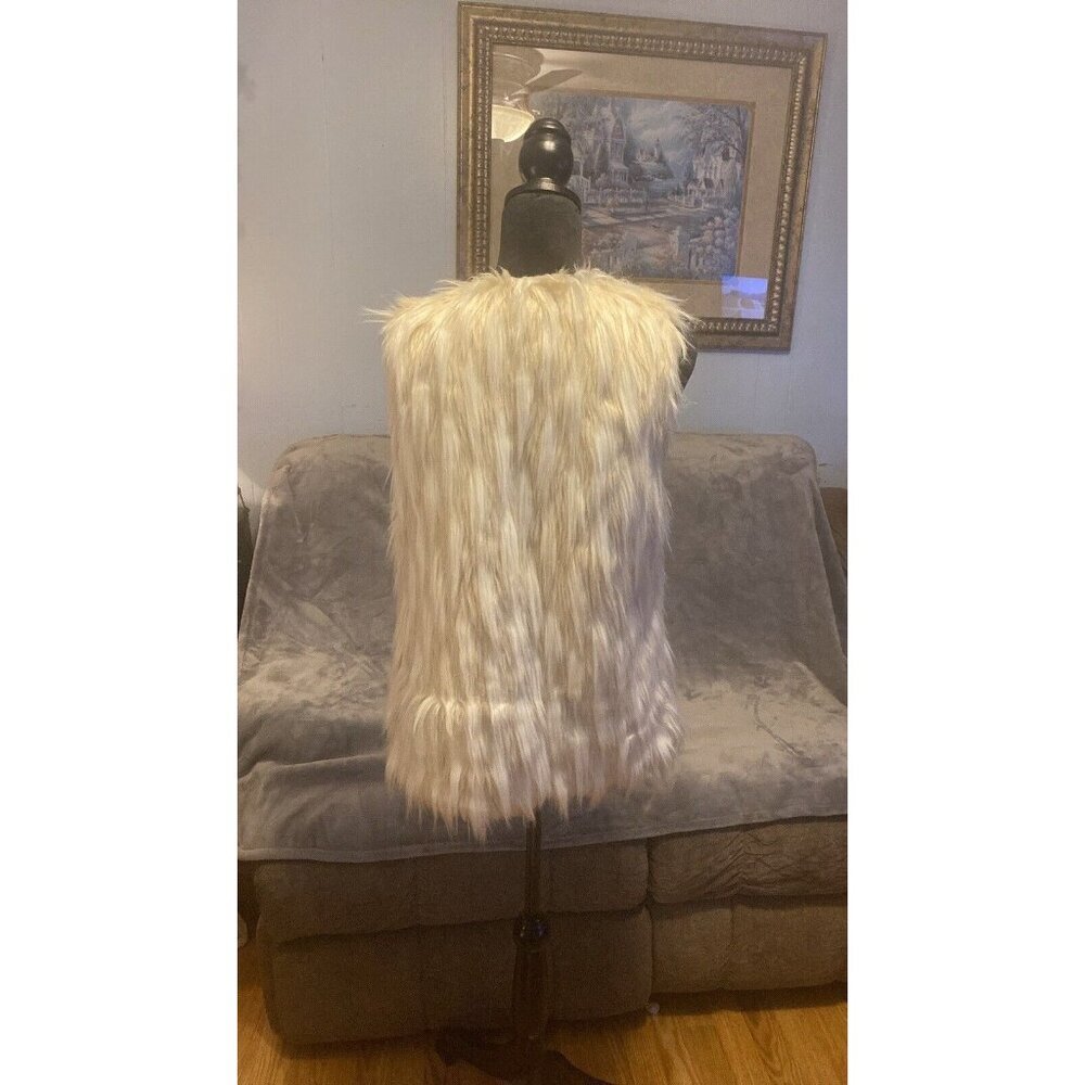 GRACE ELEMENTS Faux Fur VEST Womens Sz M Cream And Beige Blend Casual Work Party - Picture 3 of 16